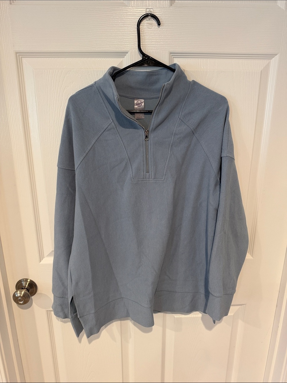 Light Blue Women's Quarter-Zip Pullover Sweatshirt
